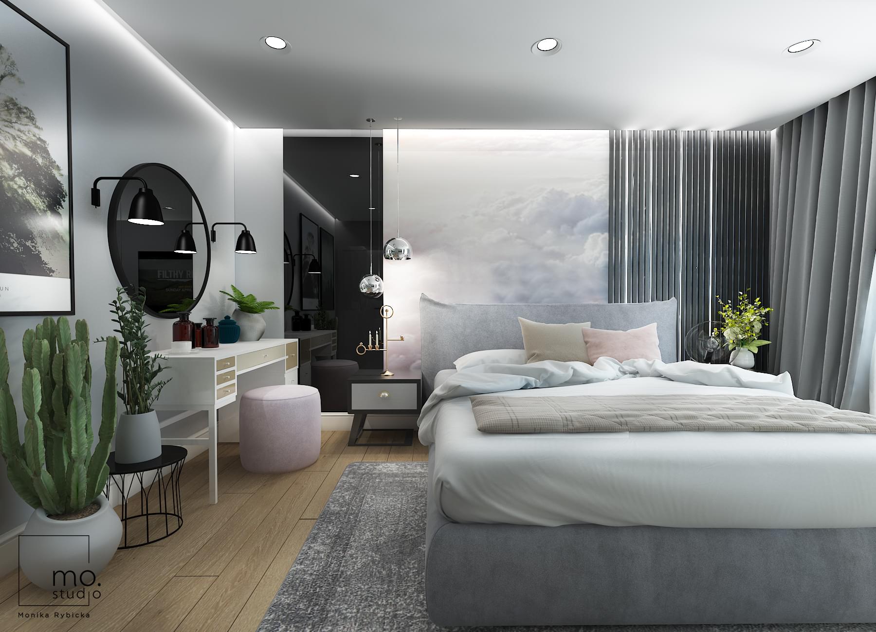 Projekt graficzny mieszkania 3D - sypialnia
